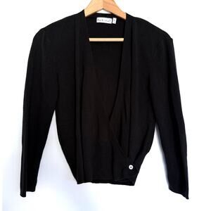 HABITAT Clothes to Live In black viscose cotton wrap front knit sweater top